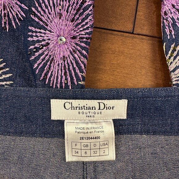 Vintage Dior SS 2002 'Firework' Flared Denim Trouser Pants (US 2) - Picture 15 of 16